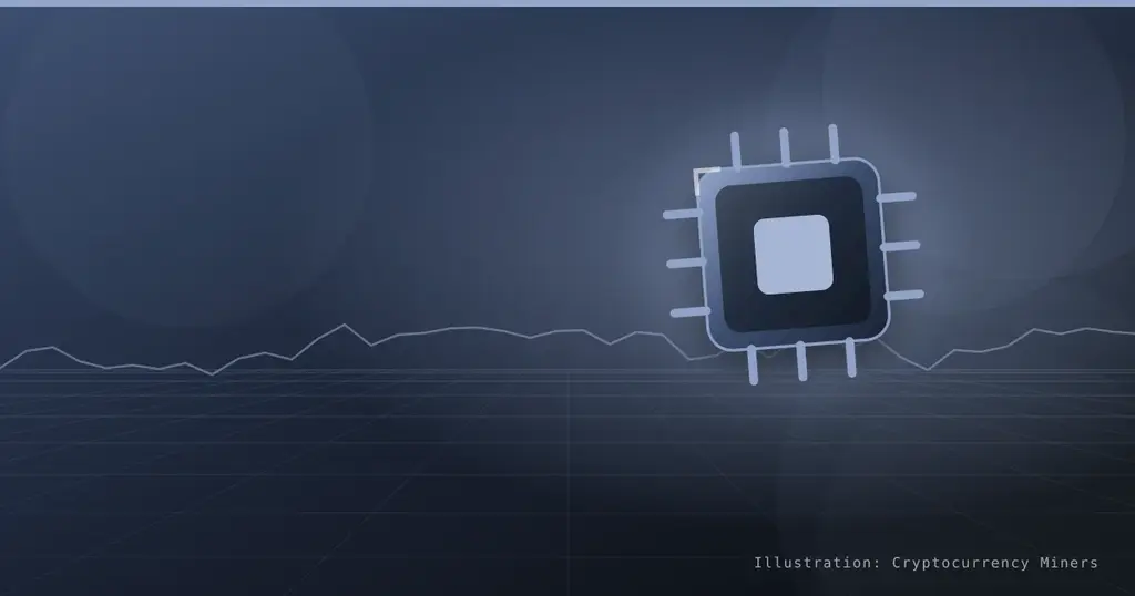 Abstract technical cover graphic in the Cryptocurrency Miners house style