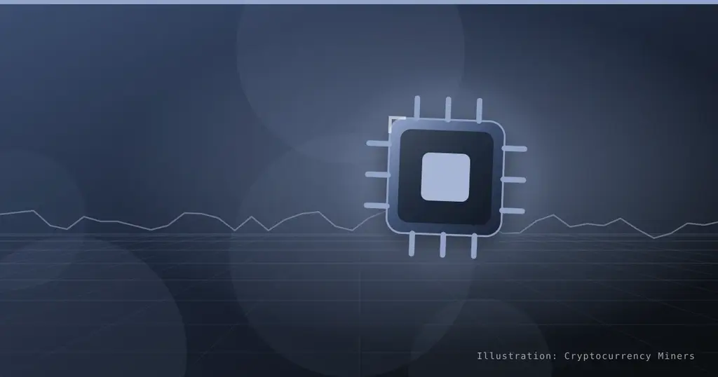 Abstract technical cover graphic in the Cryptocurrency Miners house style